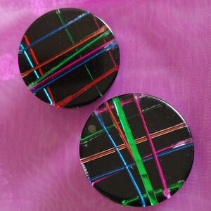 80s Acrylic Metallic Strip Earrings